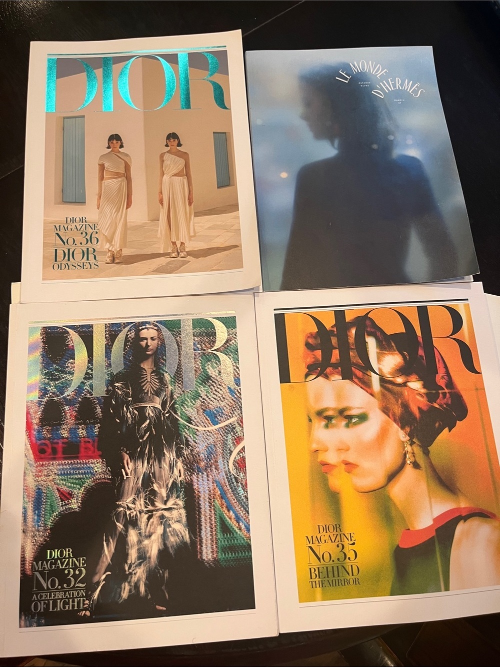 Dior Magazine & Hermes — Teal, Gold, Orange, Black & Multicolor Set